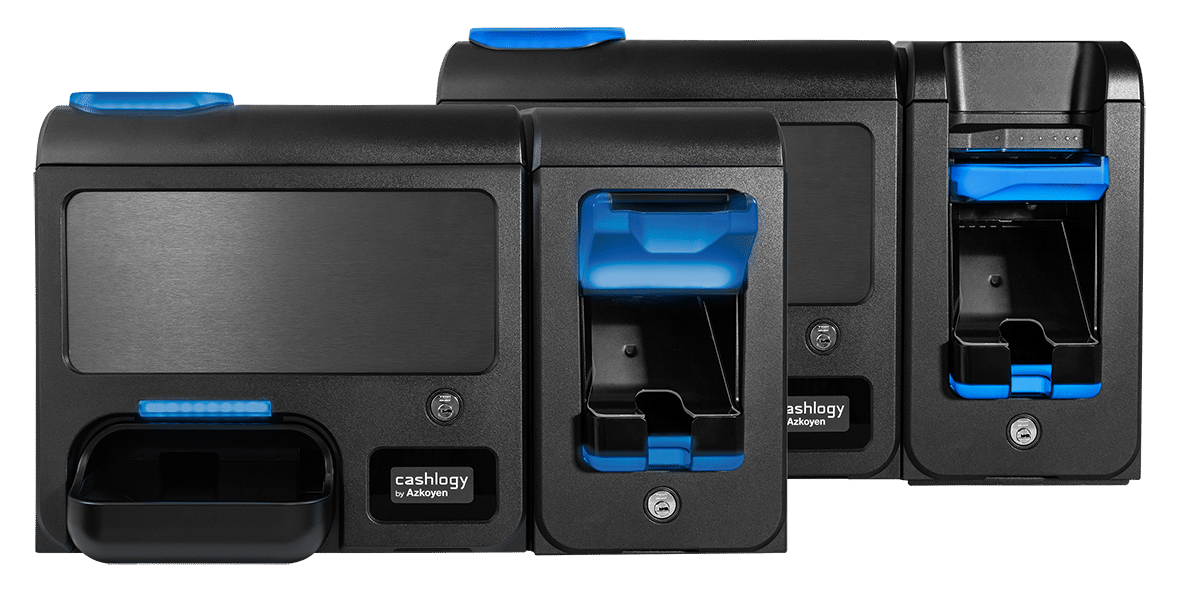Equipamentos Cashlogy by Azkoyen para pagamento automático com notas e moedas